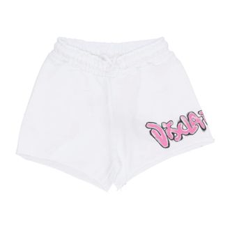 Disclaimer Short Shorts, female, White, L, White Logo Shorts Elastic Drawstring
