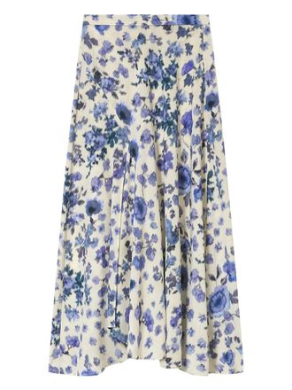 Isabel Marant x Sakura rok met bloemenprint en split - Beige