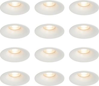 QAZQA Set of 12 Recessed Spotlights White GU10 50mm - Gijs