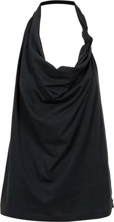 Sportmax Zwarte Mouwloze Katoenen Top met Knoop - Dames - Tops zonder mouwen - Zwart - M - Katoen - Tops