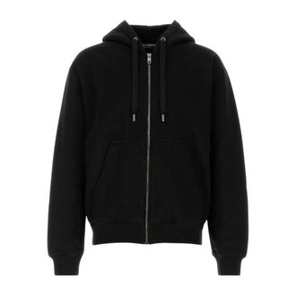 Dolce & Gabbana Zip-throughs, male, Black, Size: L Brushed Hooded Sweatshirt