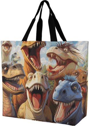 Generic Dinosaurs Selfie Tote Bag Eco Friendly Carry Bag Waterproof Handbags For Picnic Camping Daily Use