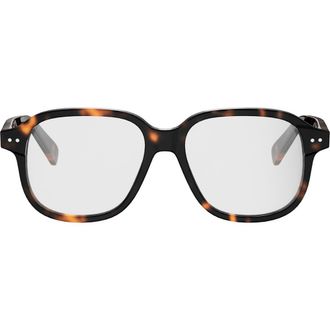 Celine 54mm Thin Geometric Optical Glasses in Dark Havana at Nordstrom