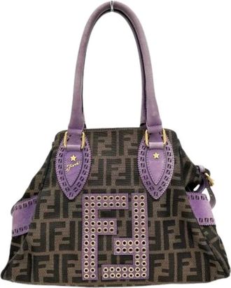 Fendi Pre-owned Handbags, female, Brown, Size: ONE SIZE Pre-owned Canvas Handbag