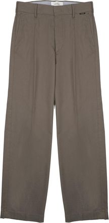 Closed Straight-Leg Cotton Pants With Mid-Rise Waist And Belt Loops