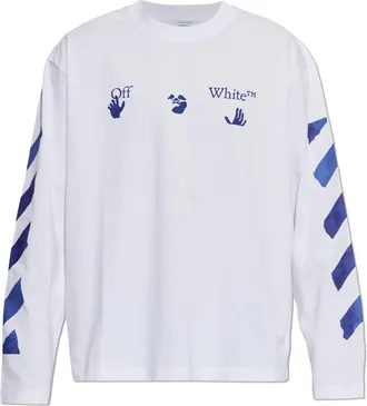 Off-white Tops, Heren, Wit, XS, Katoen, Long Sleeve T-Shirt