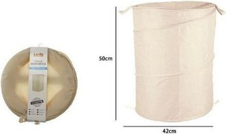 Trade Shop Trade Shop - Cesto Contenitore Porta Biancheria Bucato Giochi Pieghevole 42x50 Cm Beige 79853