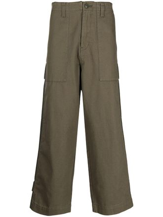 Five CM two-tone wide leg trousers - men - Cotton - S - Green
