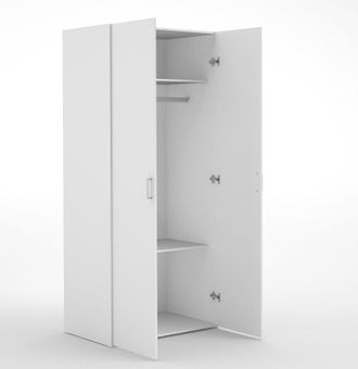 Dmora Guardaroba 2 Ante Alibabba, Mobile Camera Da Letto, Cabina Armadio Portabiti, Armadio Appendiabiti, 77x49 H175 Cm, Bianco - Dmora