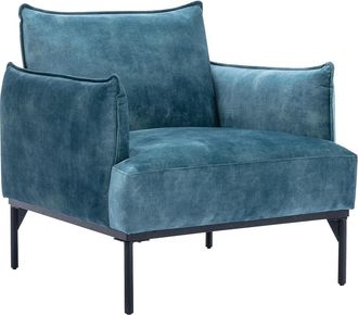 Vente-Unique Sill&oacute;n de terciopelo verde azulado JOEL