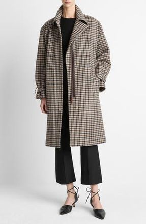 Vince Plaid Wool Blend Coat in Multi Check at Nordstrom Rack, Size X-Small