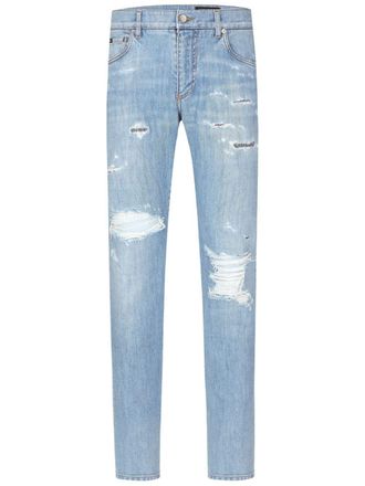 Dolce & Gabbana Jeans slim con placca logo - Blu
