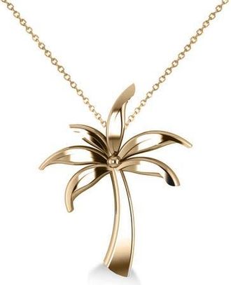 Allurez Summer Palm Tree Pendant Necklace in 14k in Yellow Gold at Nordstrom, Size 18