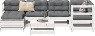 vidaXL Vidaxl - Juego De Sof&aacute;s De Jard&iacute;n 7 Pzas Madera Maciza De Pino Blanco