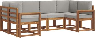 vidaXL Conjunto De Sof&aacute;s De Exterior 6 Uds. Gris Natural Y Claro Vidaxl