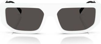Dolce & Gabbana 56mm Rectangular Sunglasses in White /Dark Grey at Nordstrom