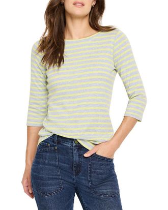 Nic+Zoe Nic+Zoe 3/4-Sleeve Stripe Boat T-Shirt