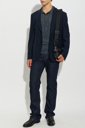 Etro Blazer With Double Vent, Mens, Navy Blue
