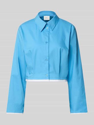 Gestuz Cropped Hemdbluse mit gelegten Falten Modell Zopy in Hellblau, Gr&ouml;&szlig;e 34