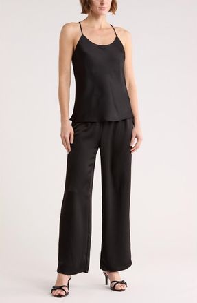 Leith Satin Drawstring Pants in Black at Nordstrom Rack, Size X-Large