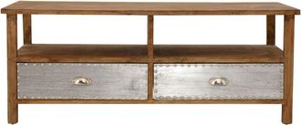 Premier Housewares Interiors by Premier Two Drawer Coffee Table, Modern Coffe Table, 2 Metal Drawer Solid Wood Coffee Table, Rustic Coffee Table