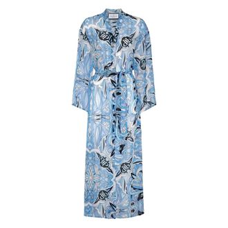 Philipp Plein Chiffon Seta Kaftan - Dames - Kimonos - Blauw - XS - Chiffon - Overhemden
