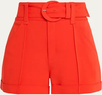 Cinq &agrave; Sept Aldi Belted High-Rise Stitched Shorts