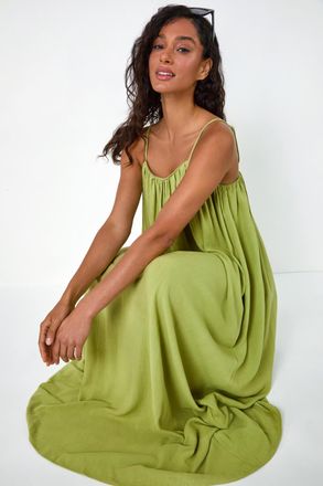 DUSK Woven Strappy Maxi Dress
