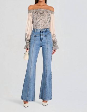 Hemant & Nandita Smocked Detail Off Shoulder Top In Eggshell