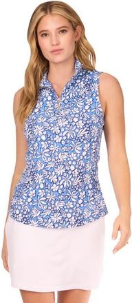 Cabana Life 1/4 Sleeveless Sport Top in Seaside Floral at Nordstrom, Size X-Large