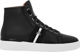 Philipp Plein Leather Hi-Top Sneakers Stripes - unisex - Sneakers - Zwart - 36 EU - Leer - Schoenen