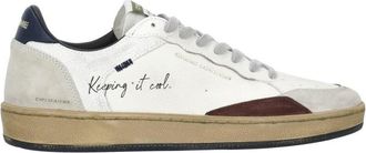 Crime London White Suede Inserts Leather Sneakers