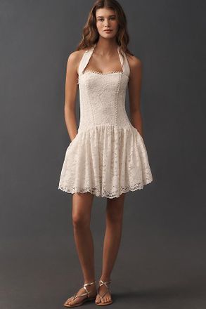 Maeve Lace Halter Drop-Waist Midi Dress