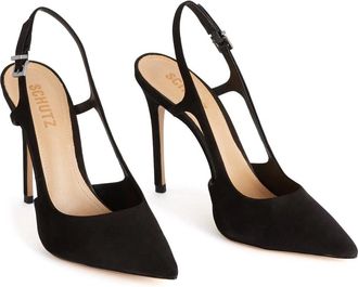 Schutz Schutz Boris Pumps Womens Black Suede Pointed Toe Slingback Heel ZOGG2837