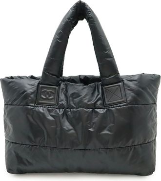 Chanel Nylon Leather Shoulder Bag Tote Bag (Pre-Owned)