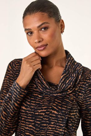 Roman Chenille Cowl Neck Tunic Top