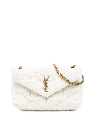 Saint Laurent 2021 Toy Boucle Tweed LouLou Puffer Shoulder Bag crossbody bag - White