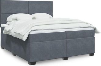 vidaXL Cama Box Spring Con Colch&oacute;n Terciopelo Gris Oscuro 200x200 Cm Vidaxl