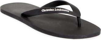 Christian Louboutin Logo Embossed Rubber Flip Flop in Bk01-Black at Nordstrom, Size 44