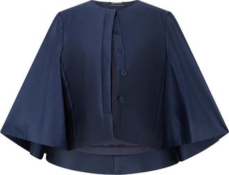 Alberta Ferretti Cropped Jacket - Dames - Ponchos - Blauw - M - Polyester - Jassen