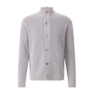 Maurizio Baldassari Wollen vest met rits en hoge kraag - Heren - Truien - Grijs - Maat: 3XL Wol