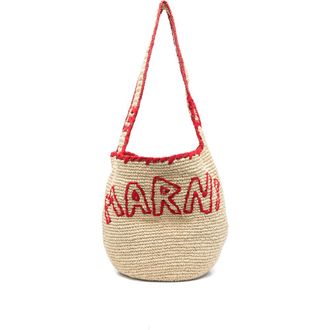 Marni Logo-embroidered Paper Shoulder Bag