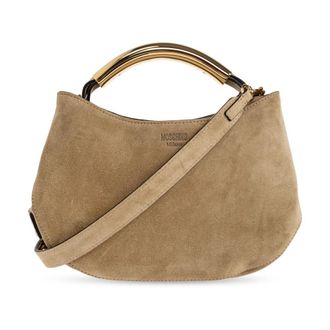 Moschino Handle Me Suede Bag - Dames - Handtassen - Beige - ONE Size - Katoen - Tassen