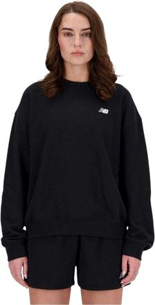 New Balance Dames-trui van scheerwol met ronde hals (Zwart)