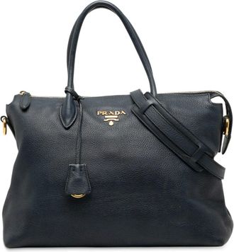 Prada Borsa a tracolla Vitello Daino con zip 2000-2025 - Blu