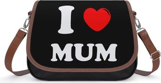 Generic I Love Mum Crossbody Bag Womens Handbag PU Message Bags Shoulder Purse with Adjustable Strap