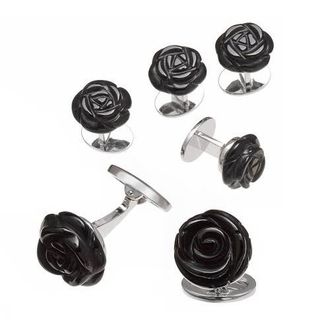 Jan Leslie Rose Carved Sterling Cufflinks and Stud Sets in Black at Nordstrom