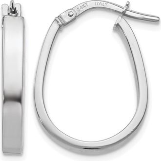Diamond2Deal 14K White Gold Polished U-Shape Hoop Earrings