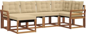 vidaXL Conjunto De Sof&aacute;s De Exterior 6 Uds. Natural Y Beige Vidaxl