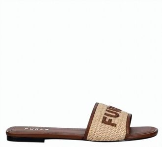 Furla Rubber Sole Natural Leather Lined Flippers